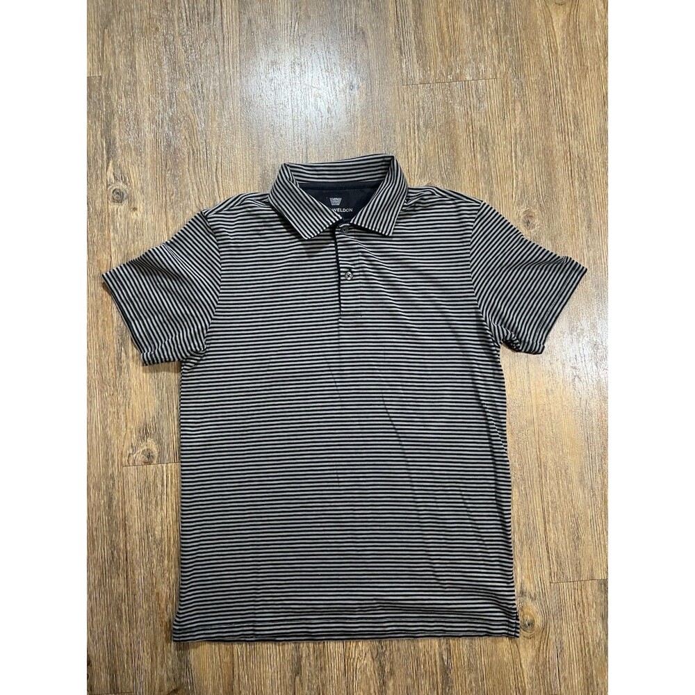Mack Weldon Black and White Striped Polo